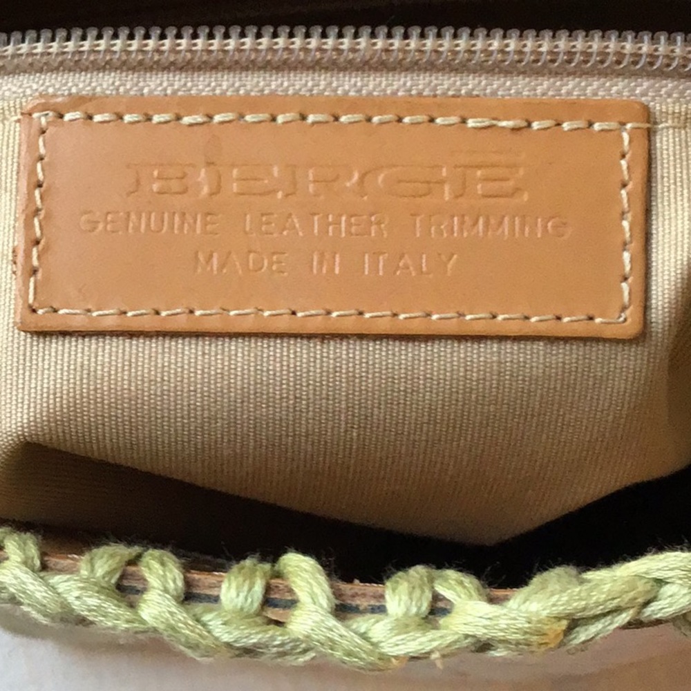 Berge Made In Italy Tooled Leatherdenim Purse Gem